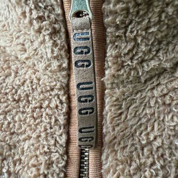 UGG Marlene Heritage Braid High Pile Fleece Jacket Chestnut Heritage Brown $198 - Picture 3 of 9